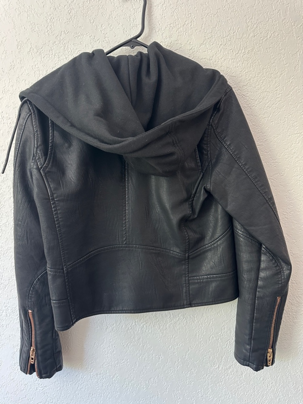 Blank NYC Black Faux Leather Moto Jacket with Removable Hood - Picture 2 of 3